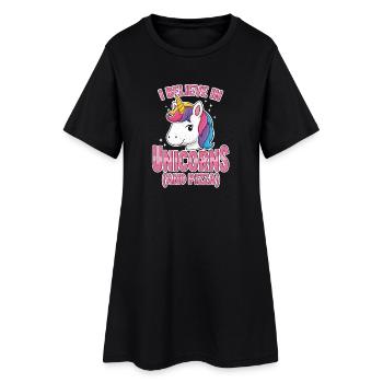 Croyez en le cadeau de bande dessinée Licornes - Robe T-shirt Femme - noir - Devant