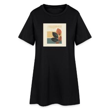 Autumn Leaf Block Collage - Women’s T-Shirt Dress - black - Front