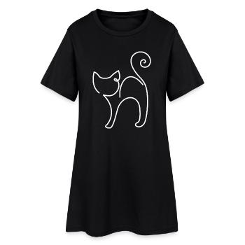 Croquis de chat latéral – Motif animalier élégant - Robe T-shirt Femme - noir - Devant