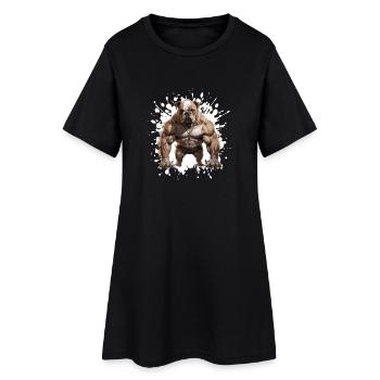 Bulldog Dog Muscles Bodybuilding - Women’s T-Shirt Dress - black - Front