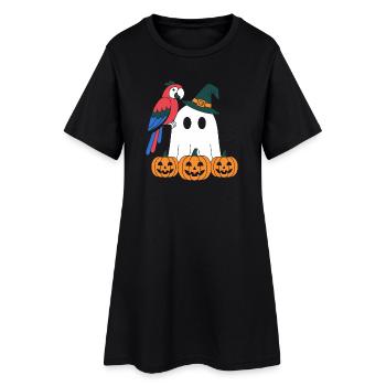 Citrouille fantôme et perroquet Halloween - Robe T-shirt Femme - noir - Devant