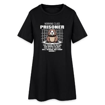 Lundi Trapped Work Drôle Tenue De Travail - Robe T-shirt Femme - noir - Devant