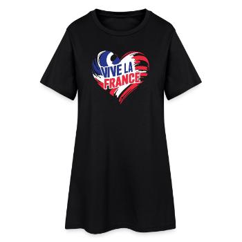 Coeur tricolore Vive La France - Robe T-shirt Femme - noir - Devant