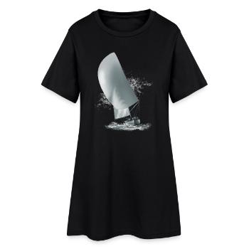 Segelboot - Frauen T-Shirt-Kleid - Schwarz - Vorne