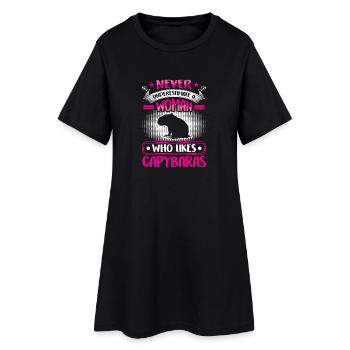 Le capybara sous-estime le capybara - Robe T-shirt Femme - noir - Devant