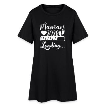 Maman 2026 Loading, Future Maman Cadeau Grossesse - Robe T-shirt Femme - noir - Devant