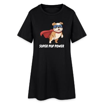 Superhelden Hund Cape - Frauen T-Shirt-Kleid - Schwarz - Vorne