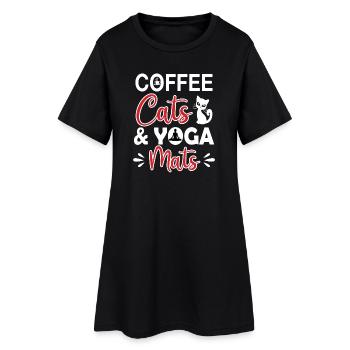 Coffee Cats Yoga mats - Frauen T-Shirt-Kleid - Schwarz - Vorne