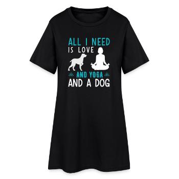 Amour des chiens de yoga - Robe T-shirt Femme - noir - Devant