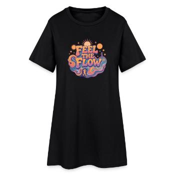 Psychedelic Retro – Feel the Flow - Women’s T-Shirt Dress - black - Front