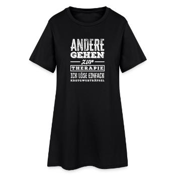 I Solve Crossword Puzzle Humor Therapy - Women’s T-Shirt Dress - black - Front