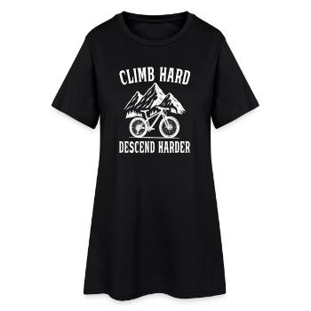Climb hard, descend harder - Mountainbike - Frauen T-Shirt-Kleid - Schwarz - Vorne