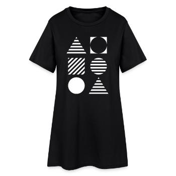 Geometric Grid Monochrome - Women’s T-Shirt Dress - black - Front