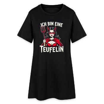 Teufelin Kostüm Halloween Teufel  Frau Teufelsweib - Frauen T-Shirt-Kleid - Schwarz - Vorne