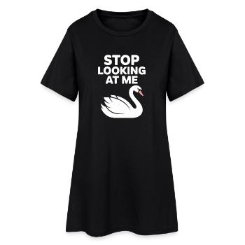 Drôle de cygne arrête de me regarder Meme - Robe T-shirt Femme - noir - Devant