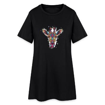 Kaleidoscope Giraffe Head - Women’s T-Shirt Dress - black - Front