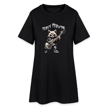 Cat Rocker avec guitare - Robe T-shirt Femme - noir - Devant