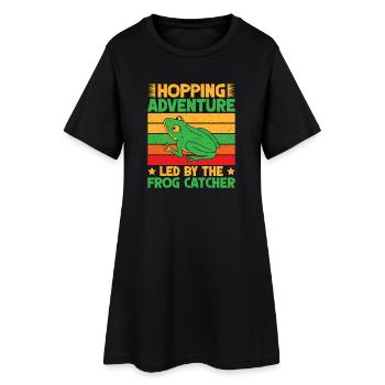 Frog Catcher Hopping Adventure Frog - Frauen T-Shirt-Kleid - Schwarz - Vorne