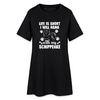 Das Leben Ist Kurz, Ich Werde Mit Meinem - Frauen T-Shirt-Kleid - Schwarz - Vorne