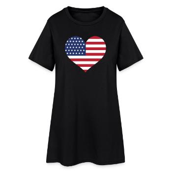 USA Flag Heart - Women’s T-Shirt Dress - black - Front