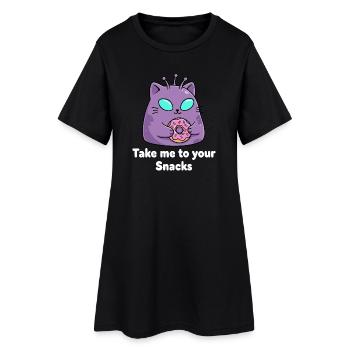 Mignon Donut Cat Snack Séducteur - Robe T-shirt Femme - noir - Devant