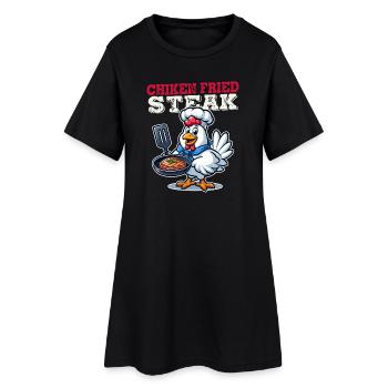Poulet Frit Steak Cartoon - Robe T-shirt Femme - noir - Devant