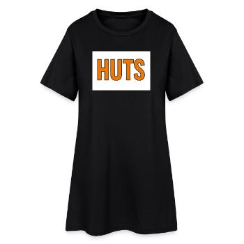 Typographie orange audacieuse des huttes - Robe T-shirt Femme - noir - Devant
