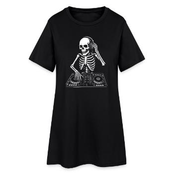 Skelett-DJ auf dem Deck - Frauen T-Shirt-Kleid - Schwarz - Vorne