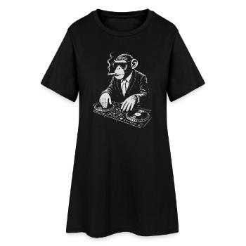 DJ Monkey in Suit spielt Musik - Frauen T-Shirt-Kleid - Schwarz - Vorne