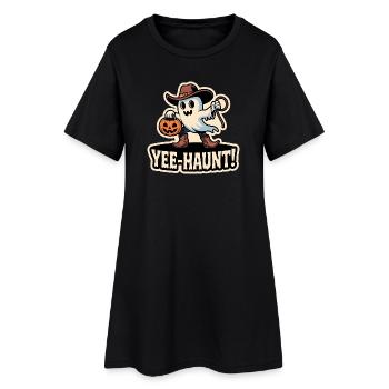Cowboy Boo – Spooky Cute Halloween Ghost Lasso - Frauen T-Shirt-Kleid - Schwarz - Vorne