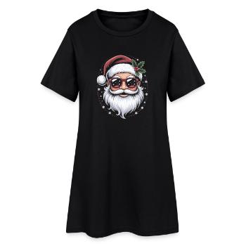 Hipster Santa mit Sonnenbrille - Frauen T-Shirt-Kleid - Schwarz - Vorne