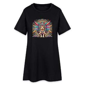 Chien aztèque à plumes - Robe T-shirt Femme - noir - Devant
