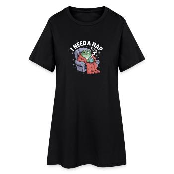 I need a Nap - Funny Frog T-Shirt - Women’s T-Shirt Dress - black - Front