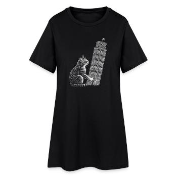 Chat à la Tour de Pise - Robe T-shirt Femme - noir - Devant