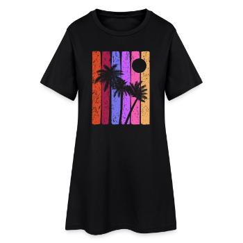 Rayures tropicales coucher de soleil - Robe T-shirt Femme - noir - Devant