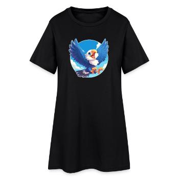 Adler - Frauen T-Shirt-Kleid - Schwarz - Vorne
