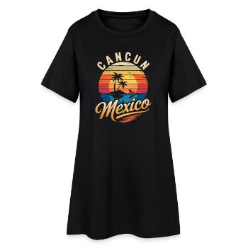 Cancun Retro Beach Sun - Women’s T-Shirt Dress - black - Front