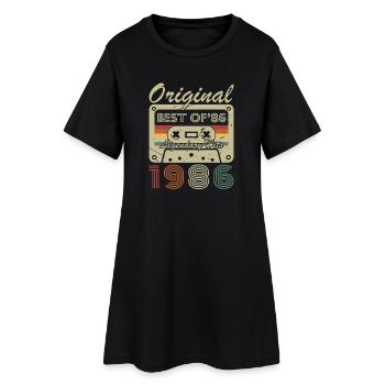 1986 Vintage Retro Geburtstagsgeschenk - Frauen T-Shirt-Kleid - Schwarz - Vorne