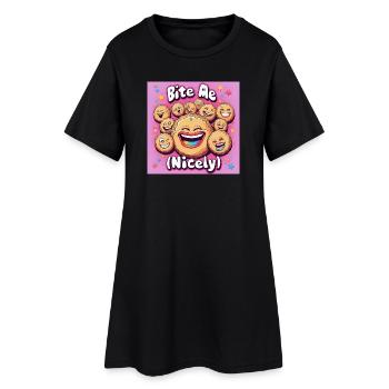Bite Me Nicely Cookies Laugh Design - Women’s T-Shirt Dress - black - Front