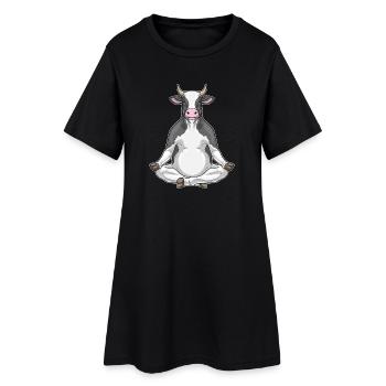 Kuh Yoga Fitness Meditation - Frauen T-Shirt-Kleid - Schwarz - Vorne