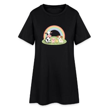 Les animaux sont des amis Pastel Ferme Design de ferme - Robe T-shirt Femme - noir - Devant