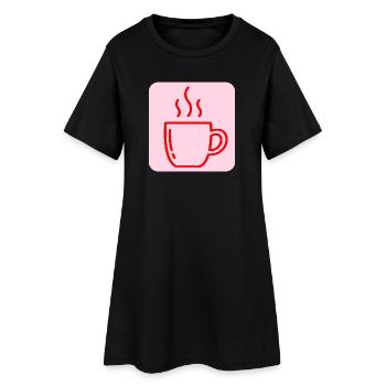 KAFFEE TASSE KAFFEETRINKERIN - Frauen T-Shirt-Kleid - Schwarz - Vorne