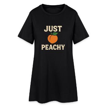 Just Peachy – Lustiges Pfirsich Design - Frauen T-Shirt-Kleid - Schwarz - Vorne