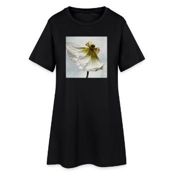 Coquelicot blanc - Robe T-shirt Femme - noir - Devant