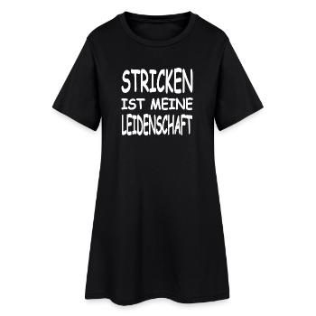 Stricken - Frauen T-Shirt-Kleid - Schwarz - Vorne