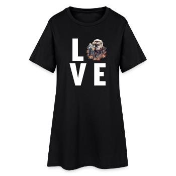 Adler - Frauen T-Shirt-Kleid - Schwarz - Vorne