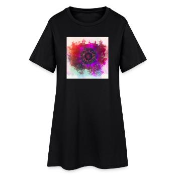 Coquelicot abstrait - Robe T-shirt Femme - noir - Devant