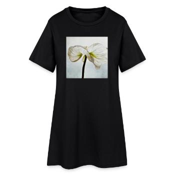 Fleur de pavot blanc - Robe T-shirt Femme - noir - Devant