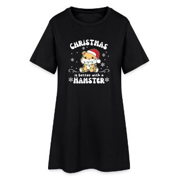 Noël, c’est mieux avec un hamster - Robe T-shirt Femme - noir - Devant