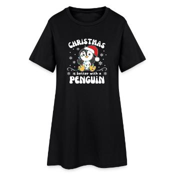 Noël, c’est mieux avec un pingouin - Robe T-shirt Femme - noir - Devant